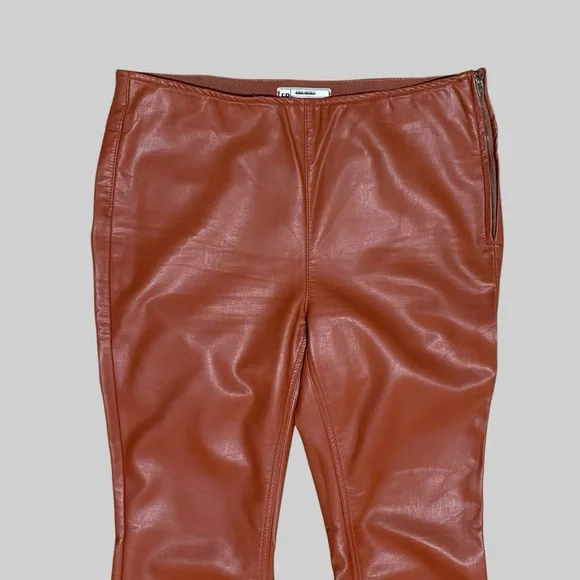 Free People Pants Womens Cognac Brown Vegan Leather Flare Boho Festival Sz 30 - Picture 3 of 11